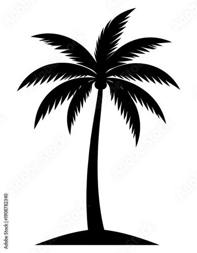 Silhouette of a palm tree against white background vector illustration