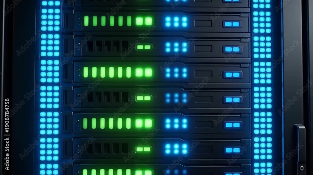 custom made wallpaper toronto digitalModern Server Rack with Blinking Blue and Green LED Status Lights