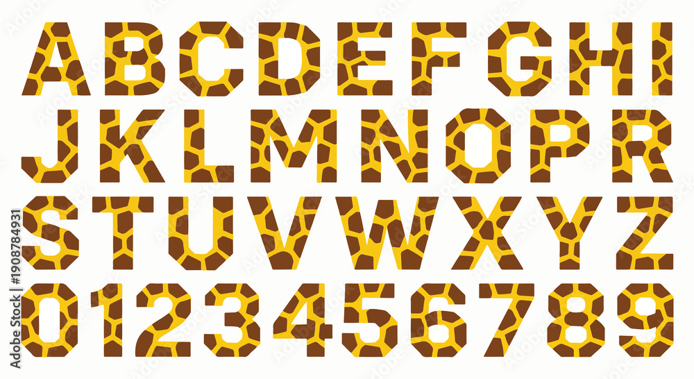 Naklejka premium cute font giraffe orange brown kids