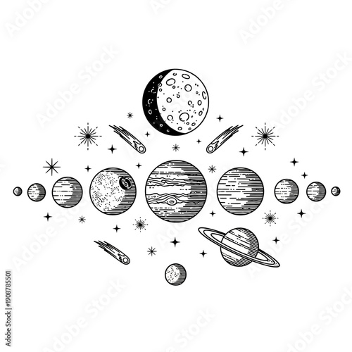 Celestial Wonders A Stunning Array of Planets, Moons, Comets, and Stars Depicting the Vastness of Our Solar System