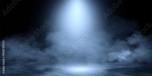 A dark and abstract cloudscape time-lapse captures a storm at night where blue light and white fog blend into a black sky over the rain-swept sea