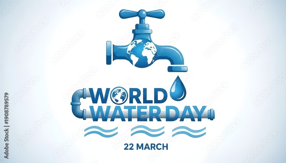 Naklejka premium World water day awareness campaign logo