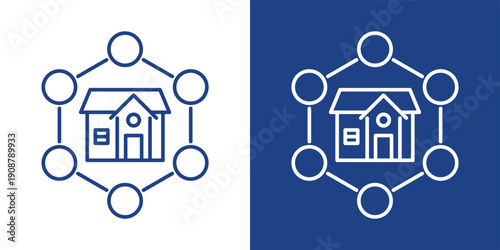 Amenities Blue And White Icon Style Collection