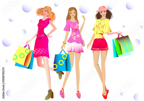 女性、ショッピング、買い物