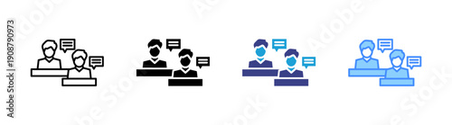 Interview icon set multiple style collection