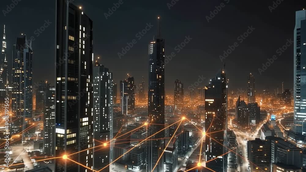 custom made wallpaper toronto digitalNight Cityscape Illuminated: A sprawling cityscape at night, with towering skyscrapers and a network of lights. Reflecting progress and innovation.