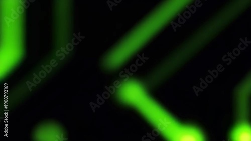 Glowing Electronic Circuit: A captivating close-up of an electronic circuit board, showcasing the intricate pathways of green light against a dark background.