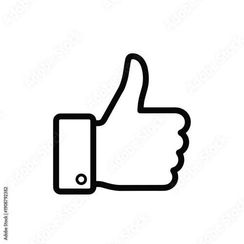 A simple black line drawing of a thumbs up icon on a white background