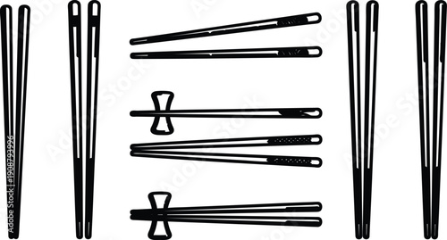 Collection of various chopsticks and holders on white background for food and dining concepts  Asian utensils