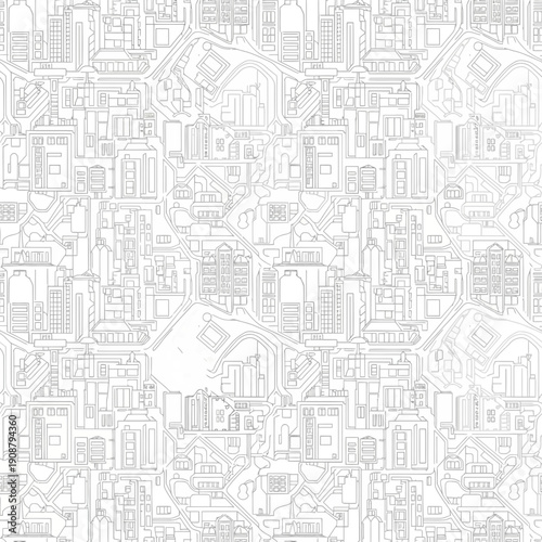 Abstract city map outline pattern, urban blueprint, architectural sketch