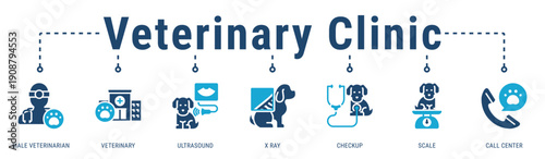 Veterinary Clinic banner presenting diagnostic tools and professional services for accurate pet health assessment