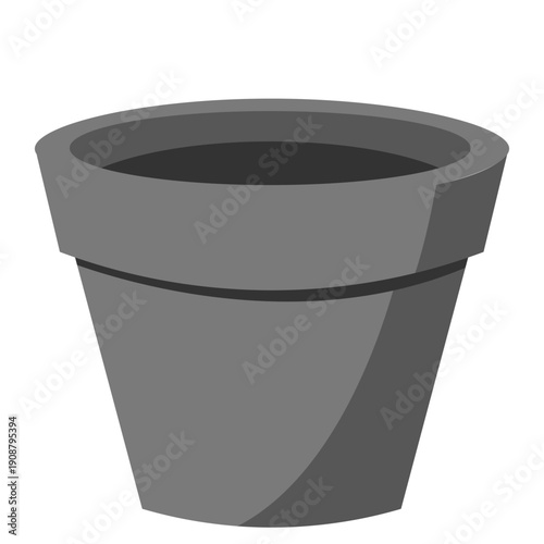 Grey conical pot empty ideal for modern design templates, UI assets, and minimalist children’s educational illustrations.