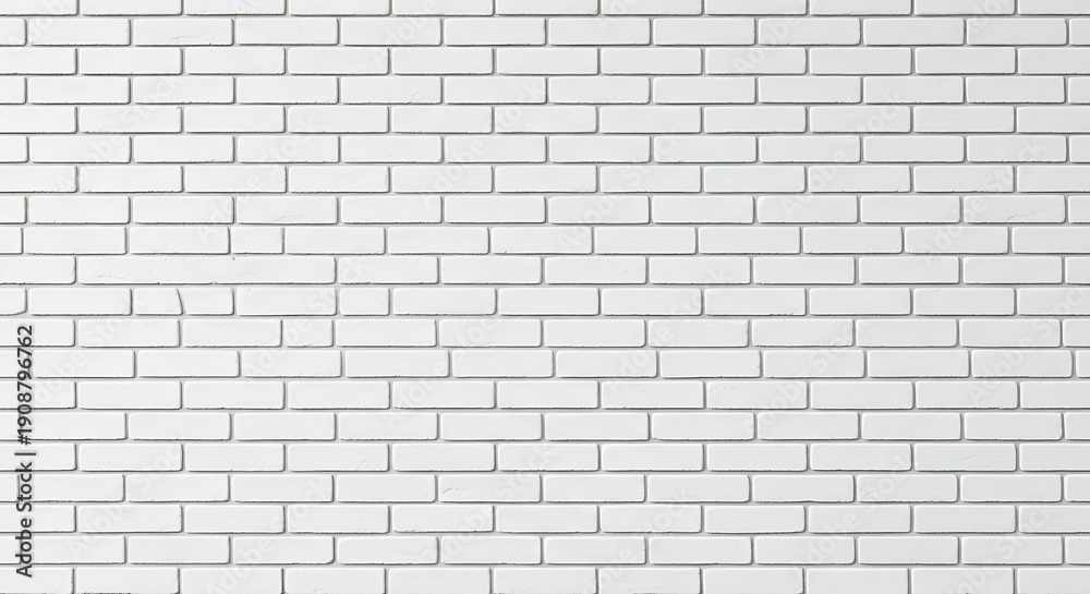 Fototapeta premium Pristine white brick wall surface showing subtle masonry texture and industrial aesthetic for contemporary interior design architecture and minimalist background pattern decor projects.