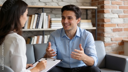 Man and woman in conversation