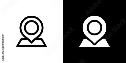 Map Location icon concept with flat Black White Background. Vector illustration.