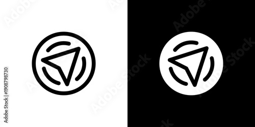Gps icon concept with flat Black White Background. Vector illustration.