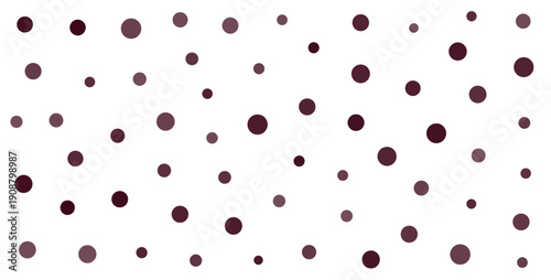 Scattered Burgundy Polka Dots on White Background.