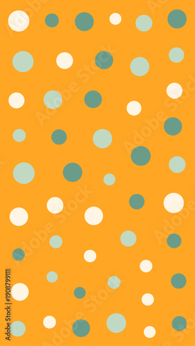 Abstract Orange Background with Teal and White Circles.