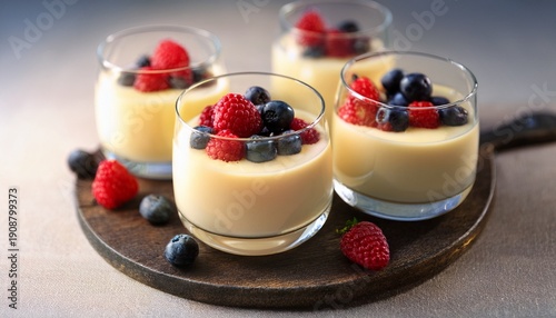 Traditional Italian Zabaione With Berries Served In Glass Cups Light Silky Elegant And Ideal For Recipe Books Menu Design And Culinary Websites Or Blogs