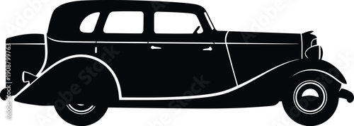 Classic Vintage Car Silhouette Illustration for Retro Design Projects