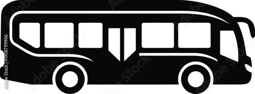 Stylish Black Bus Icon Vector for Transportation and Travel Designs