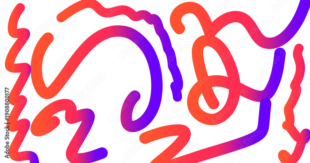 Obraz premium Neon Gradient Scribble Lines Background - Abstract Hand Drawn Style