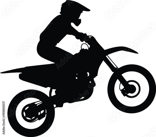 Dynamic Silhouette of a Motorcycle Rider in Action Overcoming Obstacles
