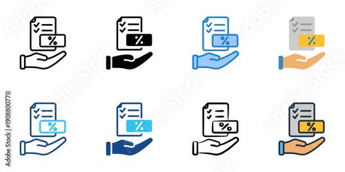 Tax Declaration icons set multiple style collection. Editable stroke 
