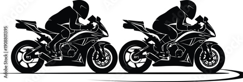 Dynamic Motorcycle Racing Illustration Featuring Two Riders in Action