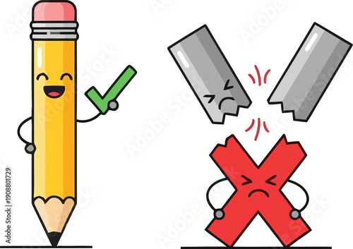 Cute Cartoon Pencil and Sharpener Illustrations: Fun, Educational Tools for Kids