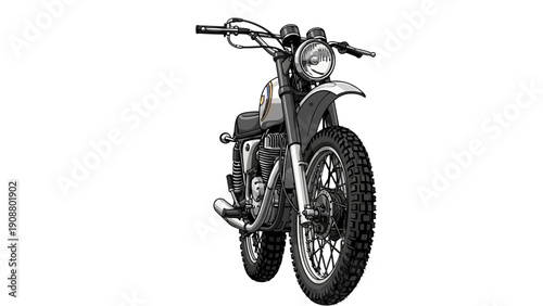 Vintage Motorcycle Front View.