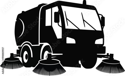 High-Quality Vector Icon of a Street Sweeper Truck for Urban Cleaning Solutions