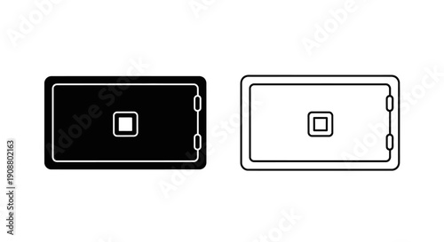 Bank safe deposit box icon, black fill and outline vector illustration isolated on white