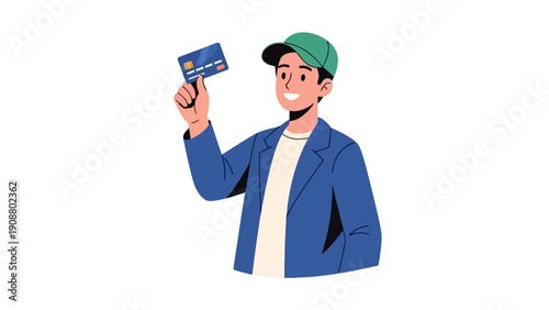 Man Holding Credit Card.