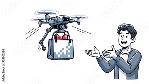 Man receiving shopping delivery.