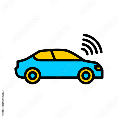 Bold Line AI Autonomous Car Icon