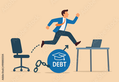 Job hopping, change many jobs in short time, move to new better career or position, cheerful businessman candidate jumping from office chair to new office metaphor of often changing job.