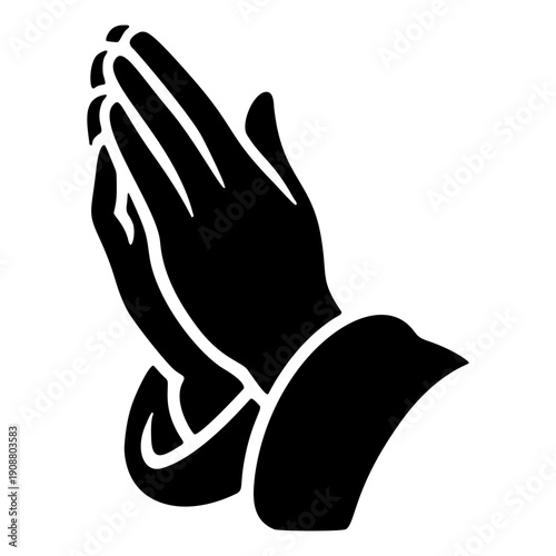 Praying Hands Silhouette: A stark black and white silhouette of hands clasped in prayer, symbolizing faith, devotion, and a connection with the spiritual realm.