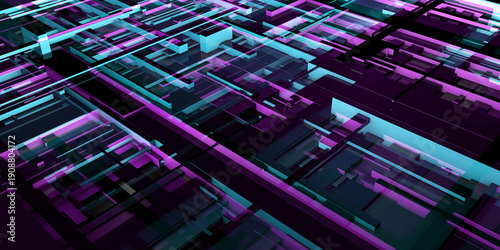 Obraz na płótnie Background Of Digital Data Flow In Technology Grid
