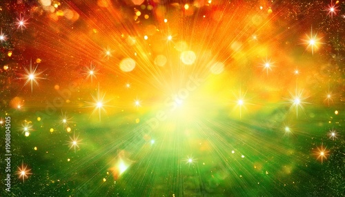 Bright Multicolor Shining Orange Yellow Green Background With Grain And Sparkles Shining Stars