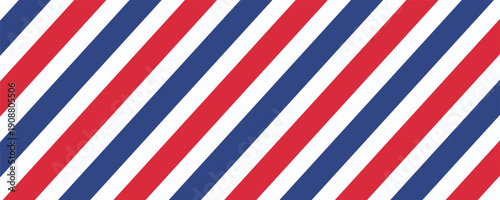 Barber shop concept pattern. Vector red, white and blue diagonal lines seamless texture
