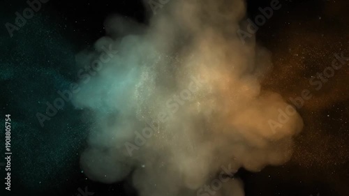 Colorful Smoke Clouds on Black Background.