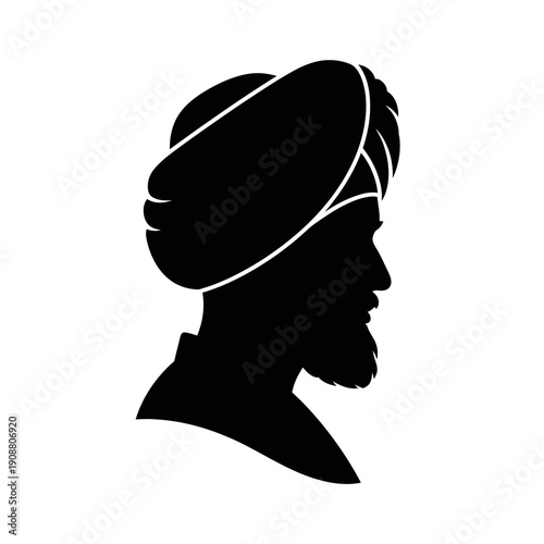 Foto Silhouette of a man in a turban facing left in profile view
