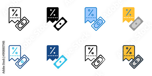 Taxable Income icons set multiple style collection. Editable stroke 
