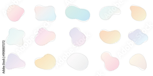 A vector illustration of a simple and stylish abstract decorative element made of pastel gradient stripes.
