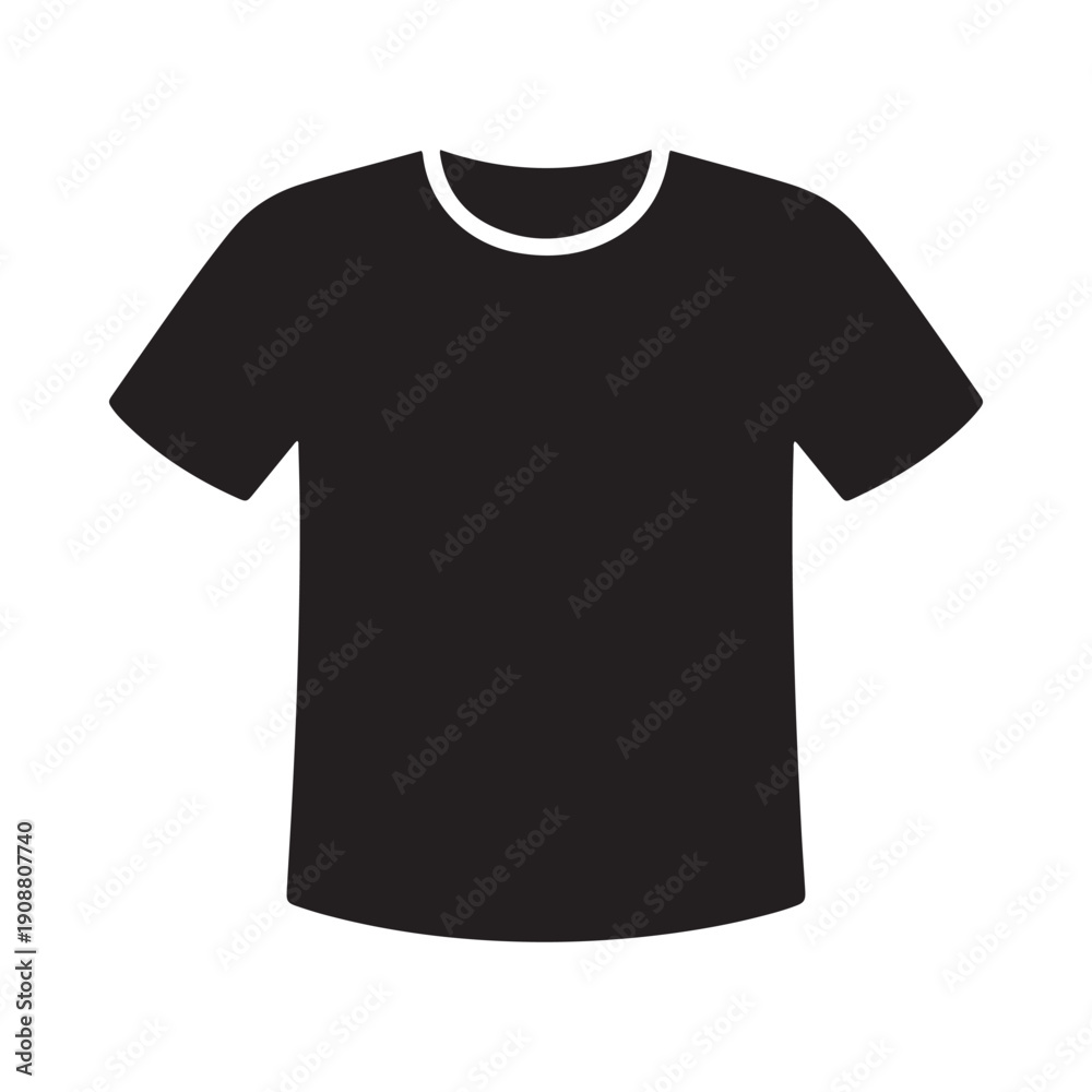 Naklejka premium Simple black silhouette of a short sleeved t shirt icon