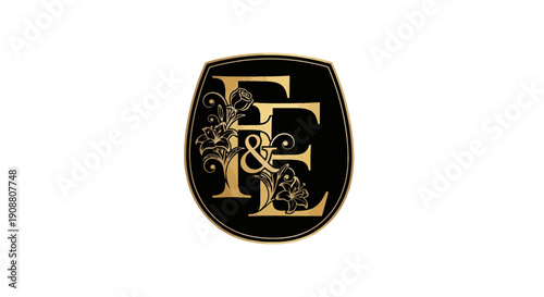 Elegant Monogram FF and EE with Floral Accents.