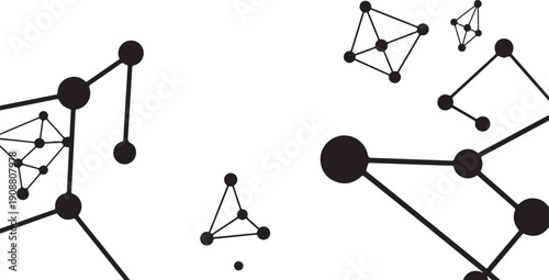 Molecular structure with connected nodes and lines on white