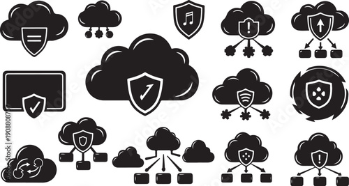 Cloud Security Icons for Data Protection and Safety Measures