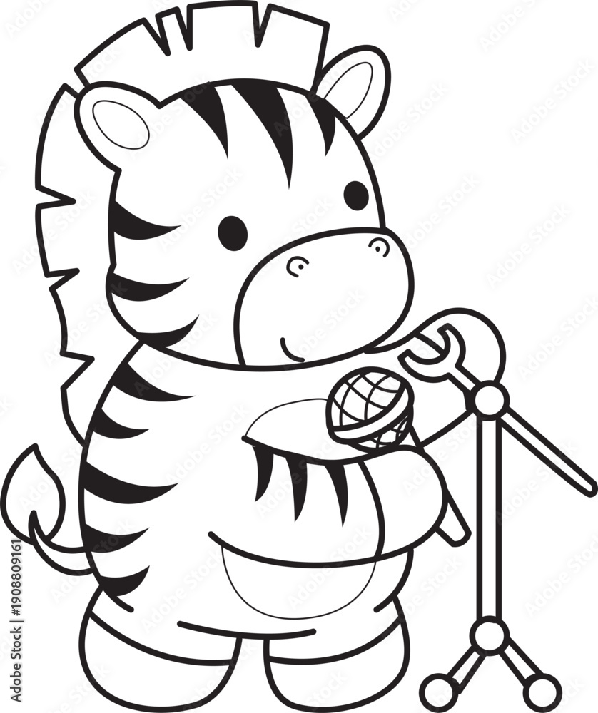Obraz premium Coloring book of cute Zebra character clip art for children. Zebra 